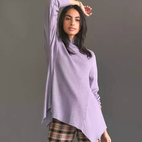 Anthropologie t.la lavender mock neck long sleeve shirt, size large - Picture 1 of 4